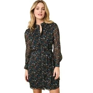 Marnie Floral Black Sheer Sleeve Dress